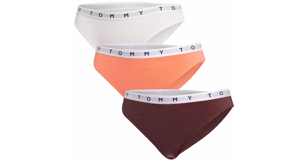TOMMY HILFIGER BIKINI DAMSKIE MAJTKI 3P BRZOSKWINIOWE BORDOWE BIAŁE