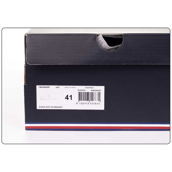 TOMMY HILFIGER BUTY MĘSKIE TRAMPKI ICONIC SLIP ON SNEAKER BLACK FM0FM00597 0GK