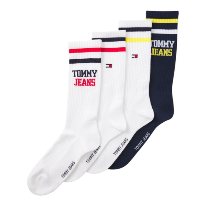 TOMMY HILFIGER SKARPETY SKARPETKI DŁUGIE 4 PARY BIAŁE/GRANATOWE 701238221 001
