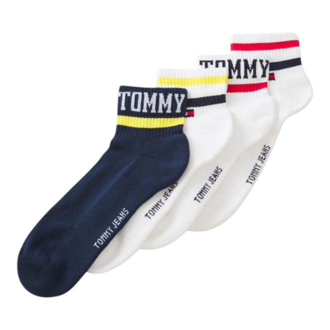 TOMMY HILFIGER SKARPETY SKARPETKI STOPKI 4 PARY BIAŁE/GRANATOWE 701238222 001