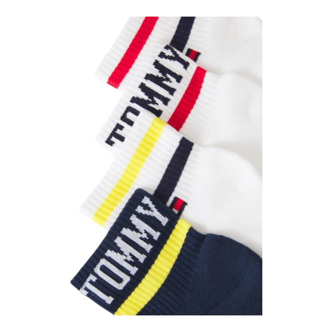TOMMY HILFIGER SKARPETY SKARPETKI STOPKI 4 PARY BIAŁE/GRANATOWE 701238222 001