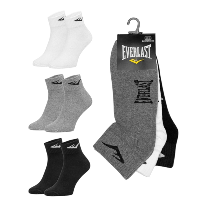 EVERLAST SKARPETY SKARPETKI STOPKI 3P BIAŁE/CZARNE/SZARE SKQ003-04