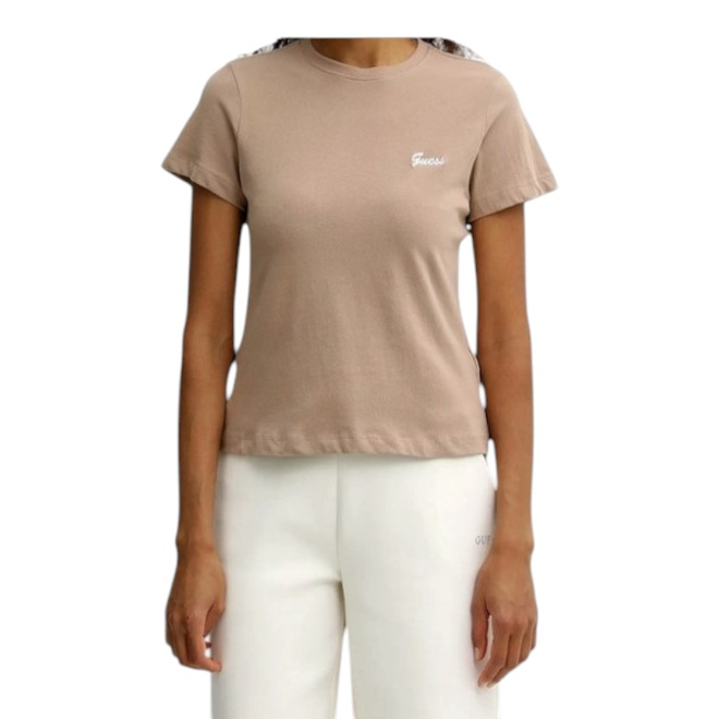 GUESS KOSZULKA DAMSKA T-SHIRT ALBA SS CN T-SHIRT BRĄZOWA V5BI17KCBF1 G137