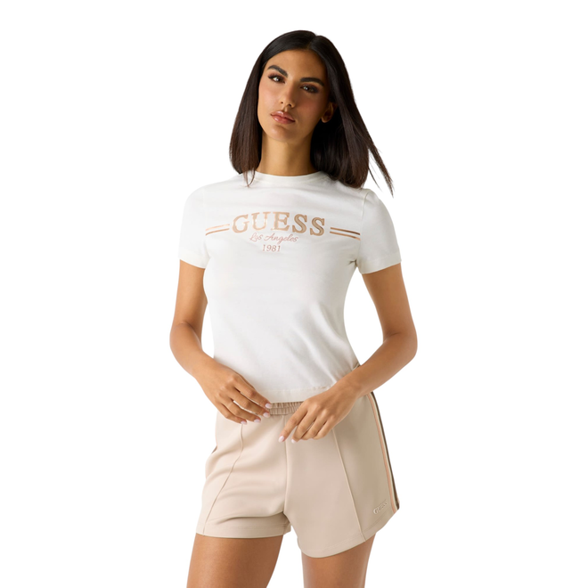 GUESS KOSZULKA DAMSKA T-SHIRT BIBIA SS ECRU V5BI15KA260 G1O6