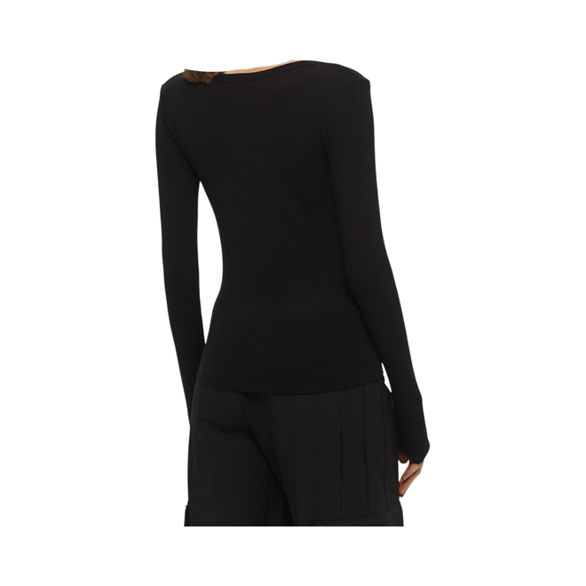 GUESS KOSZULKA DAMSKA Z DŁUGIM RĘKAWEM COLETTE LS RIB TOP CZARNA V4BP07K8RT2 JBLK