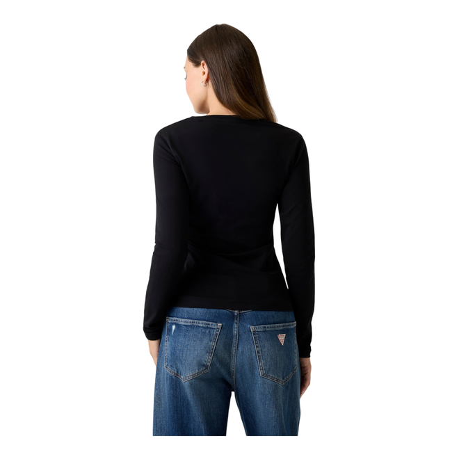 GUESS KOSZULKA DAMSKA Z DŁUGIM RĘKAWEM LS CN LEO TRIANGLE TEE CZARNA W5BI75J1314 JBLK