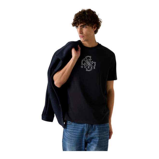 GUESS KOSZULKA MĘSKA T-SHIRT SS BSC BASIC QUATTRO CZARNA M5BI76I3Z14 JBLK