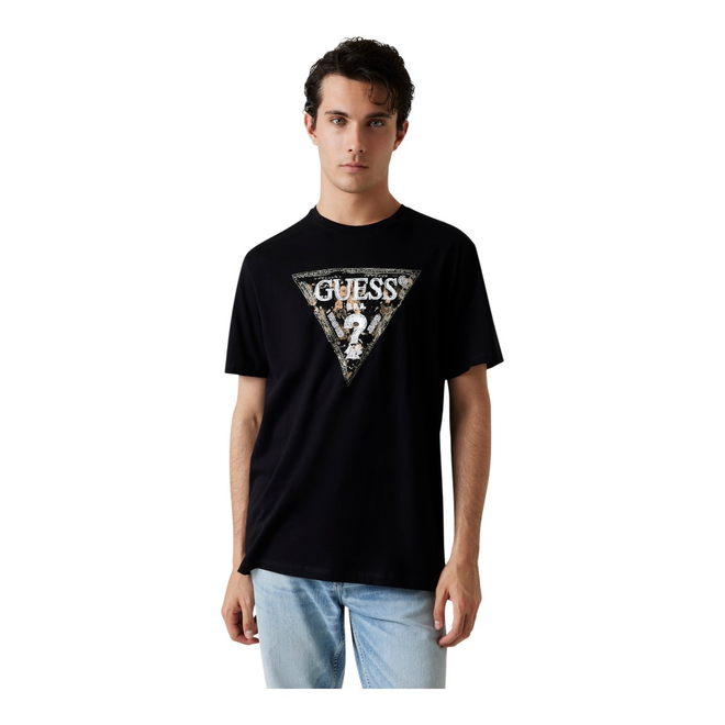 GUESS KOSZULKA MĘSKA T-SHIRT SS CN GUESS TRIANGLE CZARNA M5YI15I3Z14 JBLK