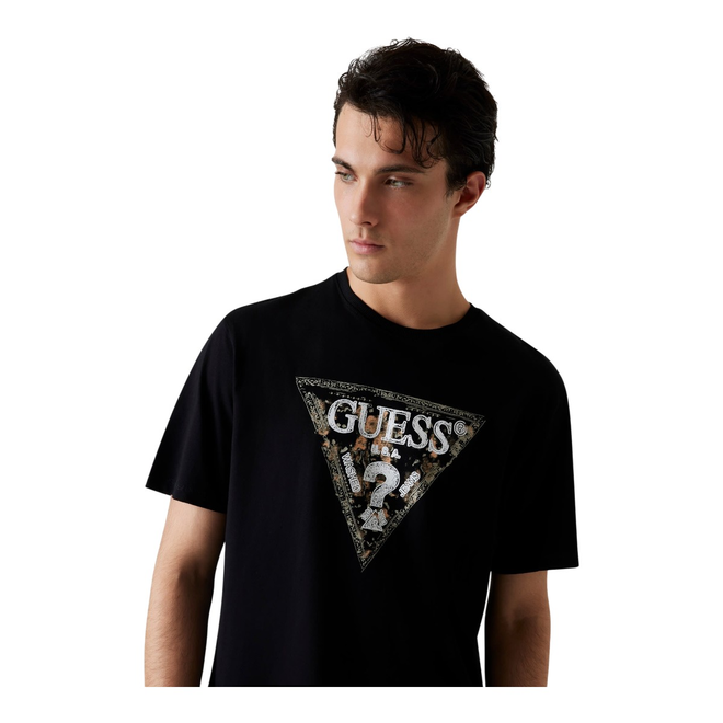 GUESS KOSZULKA MĘSKA T-SHIRT SS CN GUESS TRIANGLE CZARNA M5YI15I3Z14 JBLK