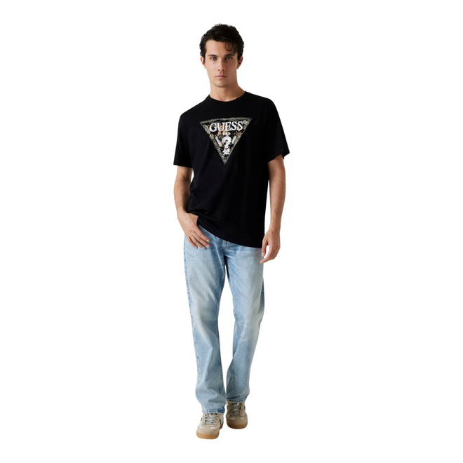 GUESS KOSZULKA MĘSKA T-SHIRT SS CN GUESS TRIANGLE CZARNA M5YI15I3Z14 JBLK