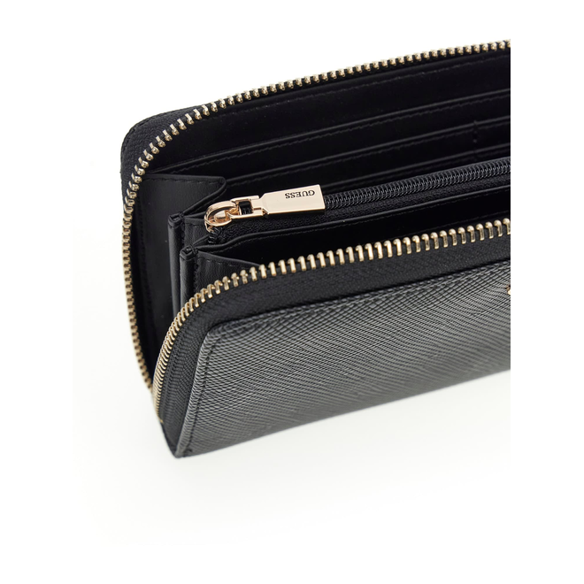 GUESS PORTFEL DAMSKI LAUREL II SLG LARGE ZIP CZARNY SWZG7459146 BLA