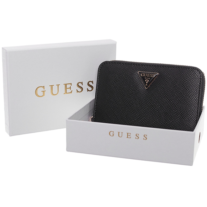 GUESS PORTFEL DAMSKI ROSALBA SLG MEDIUM ZIP CZARNY SWZG9657140 BLA