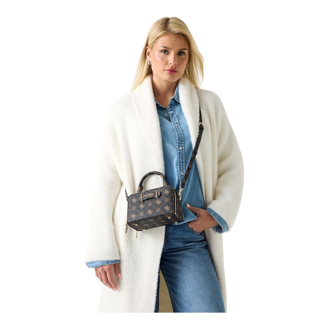 GUESS TOREBKA DAMSKA SILIA MINI SATCHEL BRĄZOWA HWGP9890760 ESL