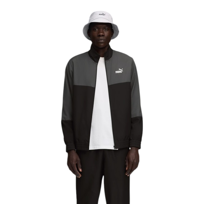 PUMA DRES MĘSKI KOMPLETNY WOVEN COLORBLOCK TRACKSUIT CZARNY/SZARY 688173 01