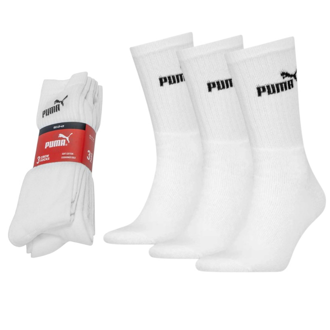 PUMA SKARPETY SKARPETKI PUMA ELEMENTS UNISEX CREW SOCK 3P BIAŁE 947110 07