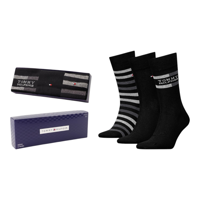 TOMMY HILFIGER SKARPETY SKARPETKI 3P GIFTBOX PREZENT CZARNE 701235376 002