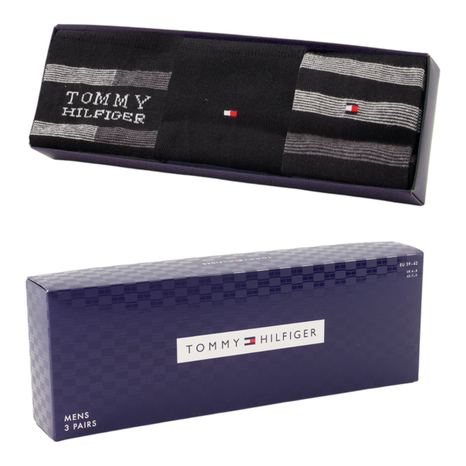 TOMMY HILFIGER SKARPETY SKARPETKI 3P GIFTBOX PREZENT CZARNE 701235376 002