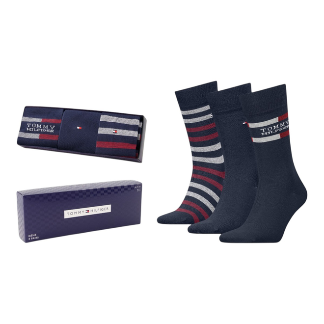 TOMMY HILFIGER SKARPETY SKARPETKI 3P GIFTBOX PREZENT GRANATOWE 701235376 001