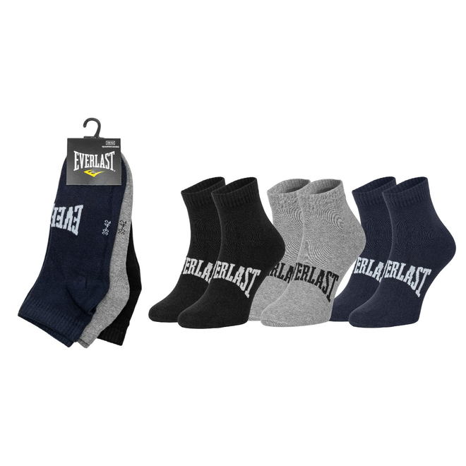 EVERLAST SKARPETY SKARPETKI STOPKI 3P CZARNE/GRANATOWE/SZARE SKQ001-05
