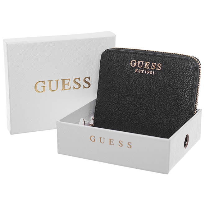 GUESS PORTFEL DAMSKI LAUREL II SLG SMALL ZIP CZARNY SWBG7459137 BLA