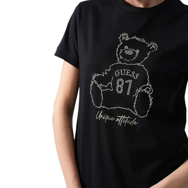 GUESS KOSZULKA DAMSKA UNIQUE ATTITUDE SS CZARNA V5BI16K8FQ4 JBLK