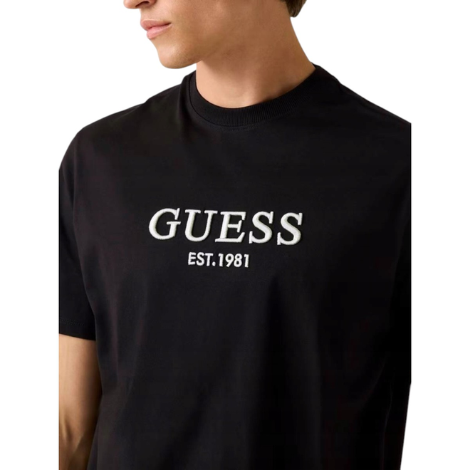 GUESS KOSZULKA MĘSKA T-SHIRT CN SS EMBROIDERY LOGO M5BI09K8FQ4 JBLK