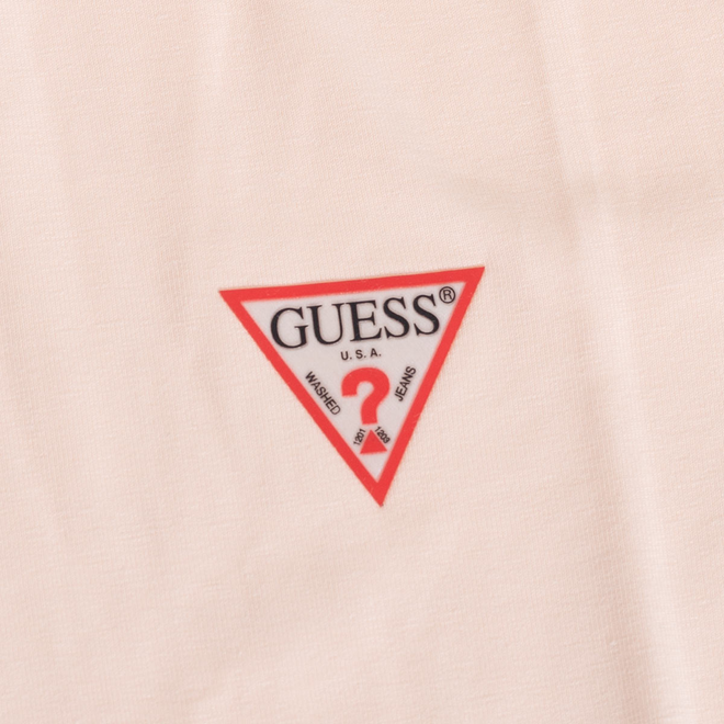 GUESS KOSZULKA DAMSKA T-SHIRT SS CN MINI TRIANGLE POMARAŃCZOWA W2YI44J1314 G67C