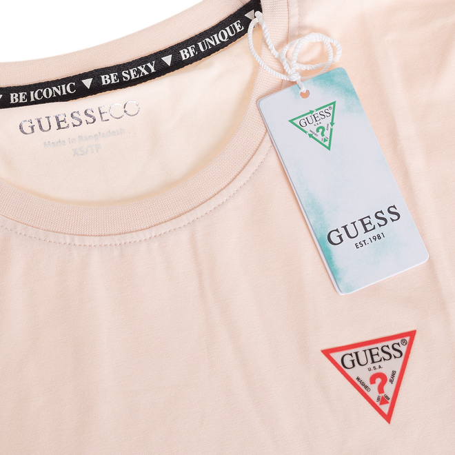 GUESS KOSZULKA DAMSKA T-SHIRT SS CN MINI TRIANGLE POMARAŃCZOWA W2YI44J1314 G67C