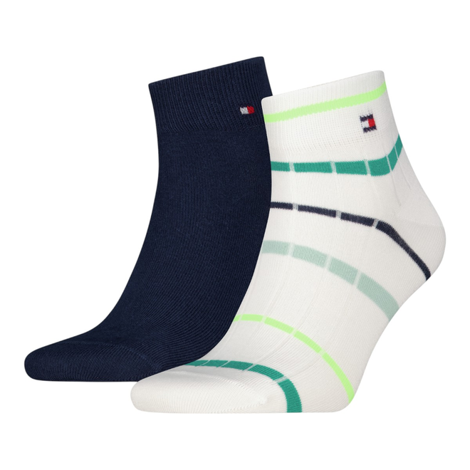 TOMMY HILFIGER SKARPETKI STOPKI TH MEN QUARTER 2P SUMMER BRETON BIAŁE/GRANATOWE 701238501 003