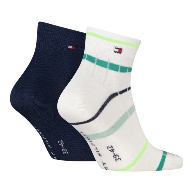 TOMMY HILFIGER SKARPETKI STOPKI TH MEN QUARTER 2P SUMMER BRETON BIAŁE/GRANATOWE 701238501 003
