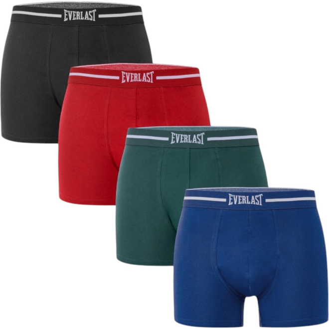 EVERLAST BOKSERKI MĘSKIE MAJTKI 4 PAK CZARNE/CZERWONE/ZIELONE/NIEBIESKIE BM064