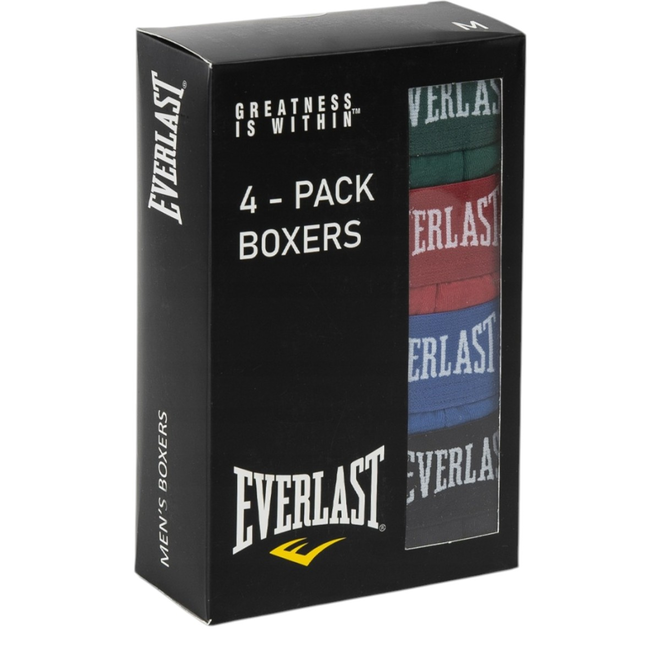 EVERLAST BOKSERKI MĘSKIE MAJTKI 4 PAK CZARNE/CZERWONE/ZIELONE/NIEBIESKIE BM064