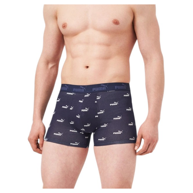 PUMA BOKSERKI MĘSKIE MAJTKI ELEMENTS MEN LOGO PRINT BOXERS 2P GRANATOWE 938754 02