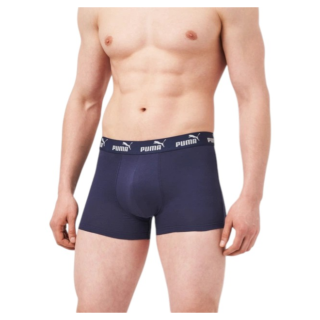 PUMA BOKSERKI MĘSKIE MAJTKI ELEMENTS MEN LOGO PRINT BOXERS 2P GRANATOWE 938754 02