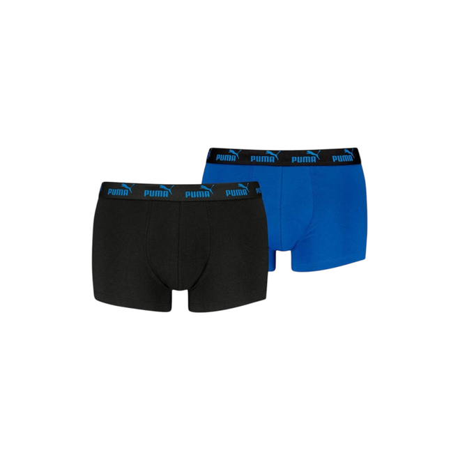 PUMA BOKSERKI MĘSKIE MAJTKI PUMA ELEMENTS MEN BASIC TRUNKS 2P CZARNE/NIEBIESKIE 938750 01
