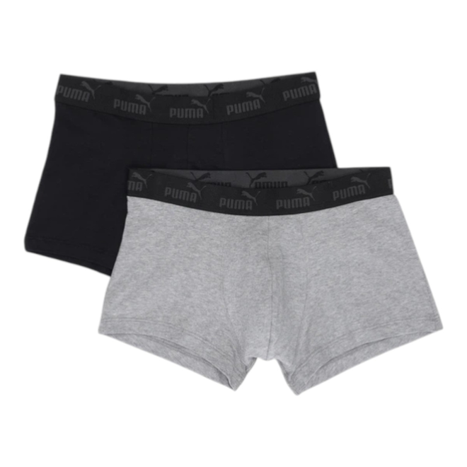 PUMA BOKSERKI MĘSKIE MAJTKI PUMA ELEMENTS MEN LOGO ELASTIC BOXER 2P CZARNE/SZARE 938750 02