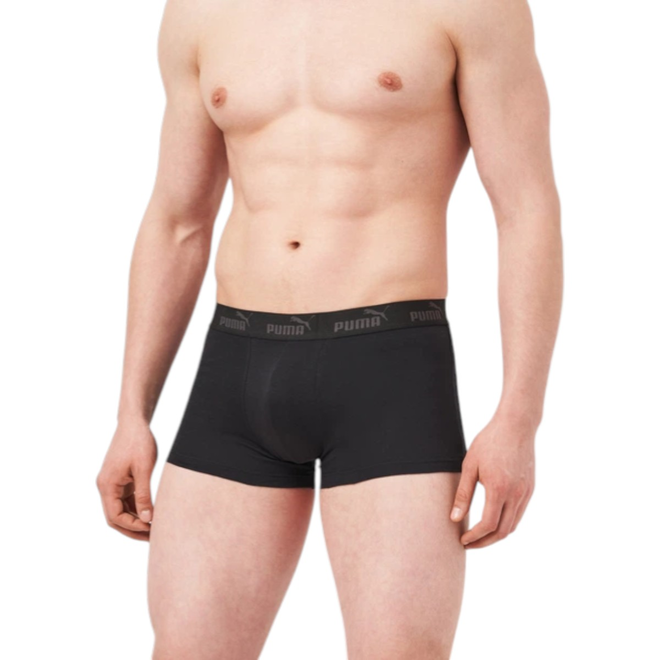 PUMA BOKSERKI MĘSKIE MAJTKI PUMA ELEMENTS MEN LOGO ELASTIC BOXER 2P CZARNE/SZARE 938750 02