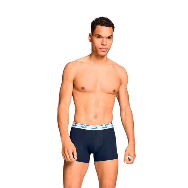 PUMA BOKSERKI MĘSKIE MAJTKI PUMA ELEMENTS MEN LOGO ELASTIC BOXER 2P GRANATOWE/NIEBIESKIE 938748 03