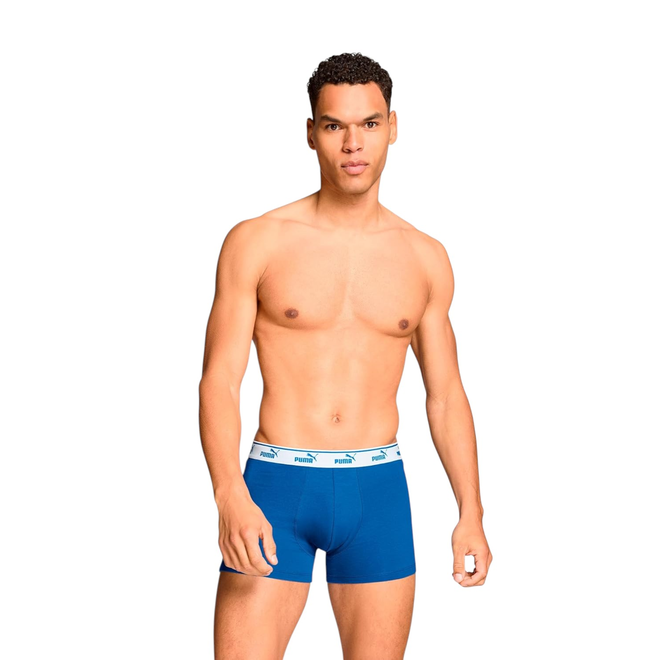 PUMA BOKSERKI MĘSKIE MAJTKI PUMA ELEMENTS MEN LOGO ELASTIC BOXER 2P GRANATOWE/NIEBIESKIE 938748 03