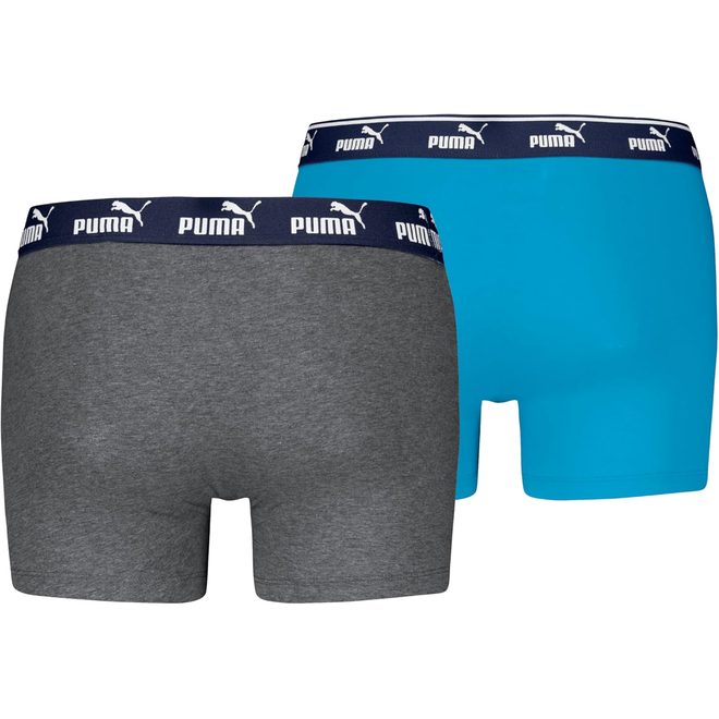PUMA BOKSERKI MĘSKIE MAJTKI PUMA ELEMENTS MEN LOGO ELASTIC BOXER 2P SZARE/NIEBIESKIE 938748 01