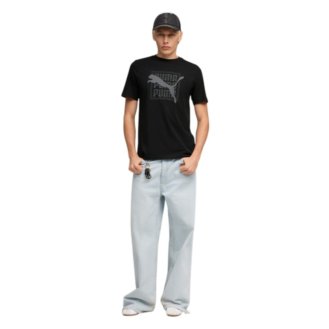 PUMA KOSZULKA MĘSKA T-SHIRT GRAPHIC PUMA WORDING TEE CZARNA 691775 01