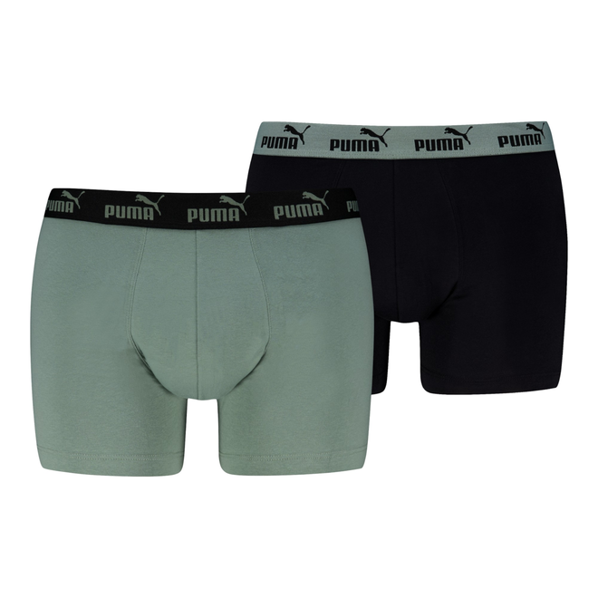 PUMA BOKSERKI MĘSKIE MAJTKI PUMA ELEMENTS MEN BASIC BOXERS 2P CZARNE/ZIELONE 938753 15