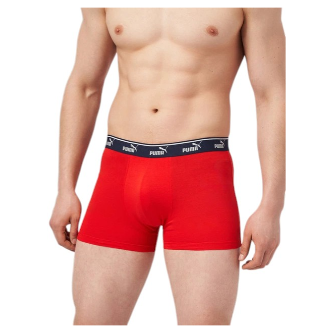 PUMA BOKSERKI MĘSKIE MAJTKI PUMA ELEMENTS MEN LOGO ELASTIC BOXER 2P GRANATOWE/CZERWONE 938748 05