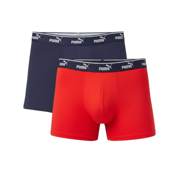 PUMA BOKSERKI MĘSKIE MAJTKI PUMA ELEMENTS MEN LOGO ELASTIC BOXER 2P GRANATOWE/CZERWONE 938748 05