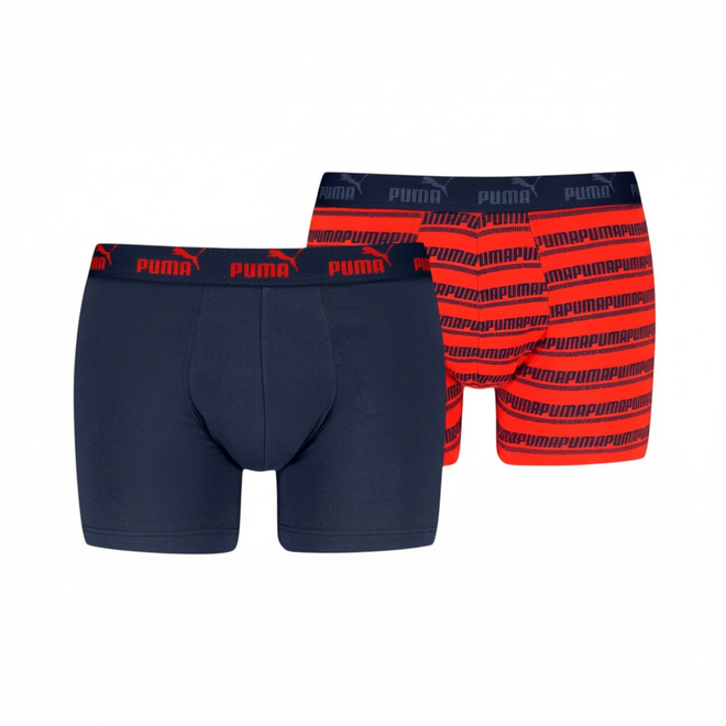 PUMA BOKSERKI MĘSKIE MAJTKI PUMA ELEMENTS MEN STRIPED BOXERS 2P CZERWONE/GRANATOWE 938842 05