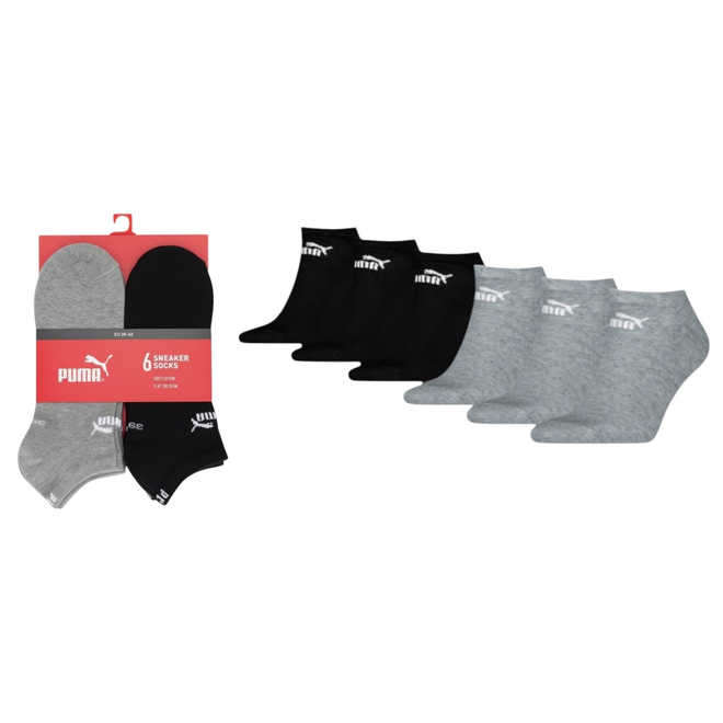 PUMA SKARPETKI STOPKI PUMA ELEMENTS UNISEX SNEAKER 6P SZARE/CZARNE 938999 03