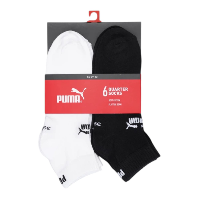 PUMA SKARPETY SKARPETKI STOPKI PUMA ELEMENTS UNISEX QUARTER 6P CZARNE/BIAŁE 938758 03