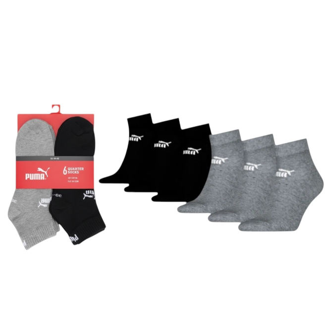 PUMA SKARPETY SKARPETKI STOPKI PUMA ELEMENTS UNISEX QUARTER 6P SZARE/CZARNE 938758 04