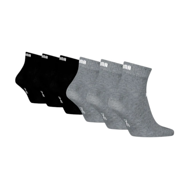 PUMA SKARPETY SKARPETKI STOPKI PUMA ELEMENTS UNISEX QUARTER 6P SZARE/CZARNE 938758 04