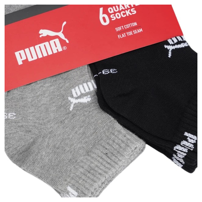 PUMA SKARPETY SKARPETKI STOPKI PUMA ELEMENTS UNISEX QUARTER 6P SZARE/CZARNE 938758 04